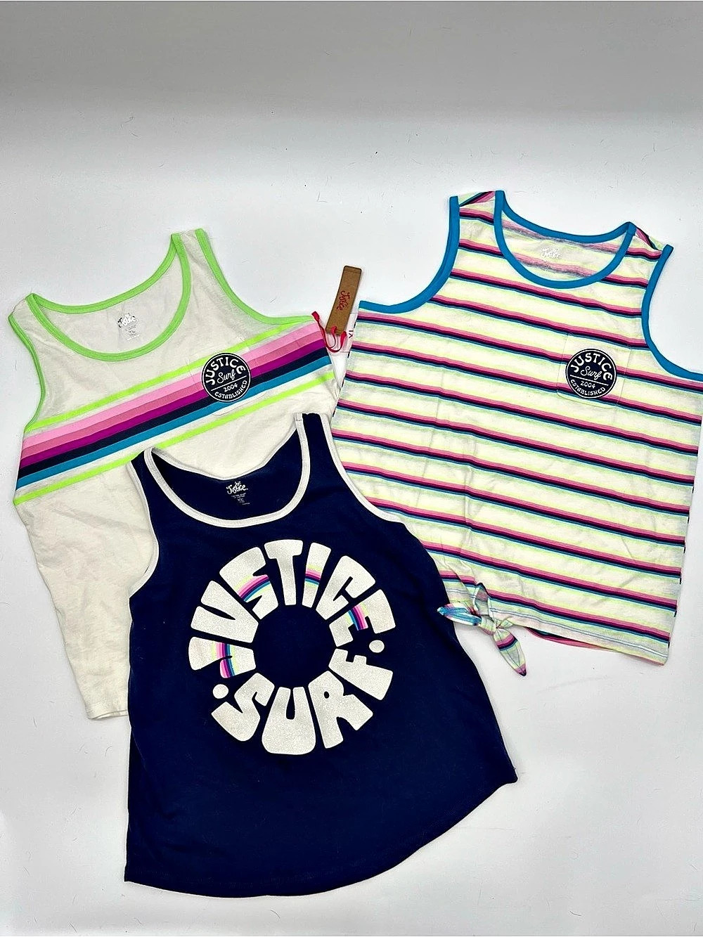 489 Justice Girls XL (16/18) 3-Piece Striped Tank Set